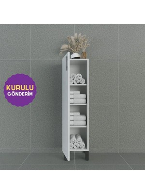 Volans-AL 30 cm Çok Amaçlı Ayaklı Dolap Parlak Beyaz MDF Lam Sol Menteşe