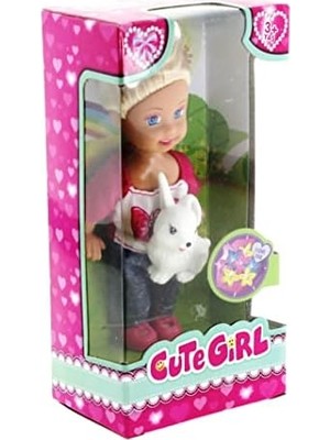 Cute Tavşan Figürlü Sarışın Mini Bebek