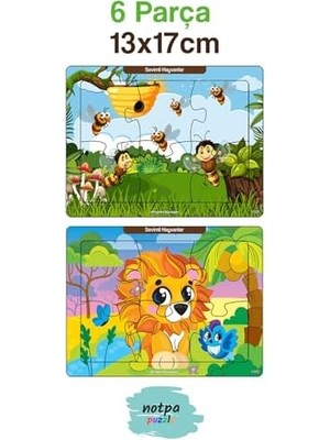 Çocuklar Için Eğitici ve Öğretici Ahşap 6 Parça 13X17 Renkli Puzzle 6'lı SET-603, 8692016027182