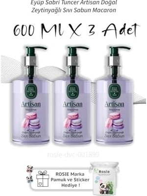 Artisan Doğal Zeytinyağlı Sıvı Sabun Macaron 600 ml X3