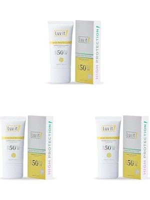 Luv It! SPF50+ Pa++++ Uva Uvb Yüksek Korumalı Leke Karşıtı Güneş Kremi 50 ml (3 Paketi)