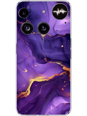 TechTree Nothing Phone (3) Uyumlu Ametist Taşı Mor Mermer Baskılı Silikon Kılıf