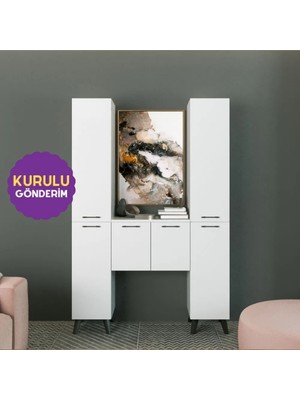Harmoni 120 cm Depolama ve Kahve Köşesi Dolabı Parlak Beyaz MDF Lam