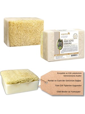 Doğal Kabak Lifli Eşek Sütü Sabunu 120 gr Tüm Cilt Tipleri Için Kırışıklık ve Yaşlanma Karşıtı B ve E Vitaminli