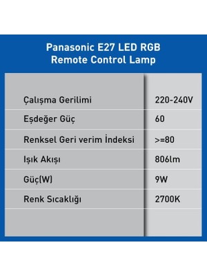 LED Akıllı Bluetooth Wi-Fi Rgb E27 Lamba 9W