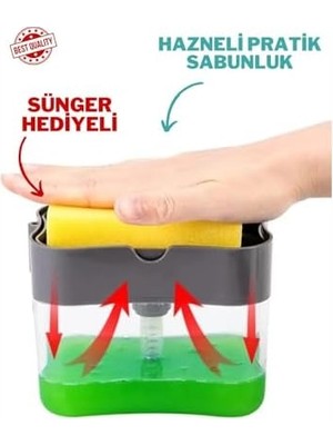Süngerli Sıvı Bulaşık Deterjanı Dispanseri, Süngerli Basmatik Sıvı Deterjanlık