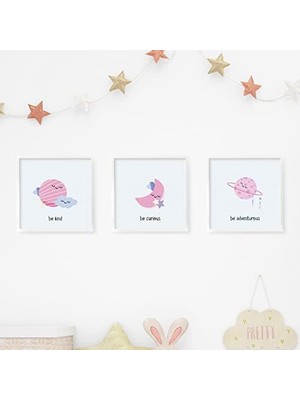 Bebek Odasına Özel Minimal Tasarımlı Çerçeve 3'lü 20X20 cm