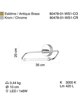 Albıno 35 Lık Ledlı Krom Aplık 6W 3000K