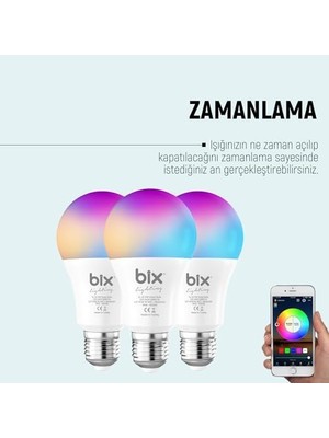 Bix Sl-02 Çok Renkli 11W Rgb Wifi-Bluetooth Uzaktan Kontrollü Akıllı Ampul