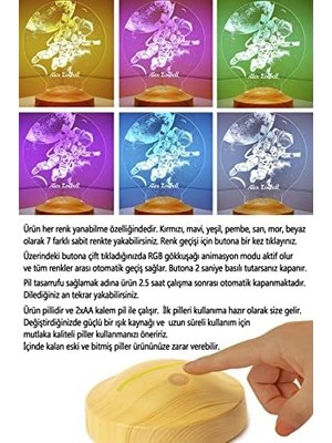 Logolu Astronot LED Lamba, Kozmonot, Uzay Hediyesi LED Gece Lambası