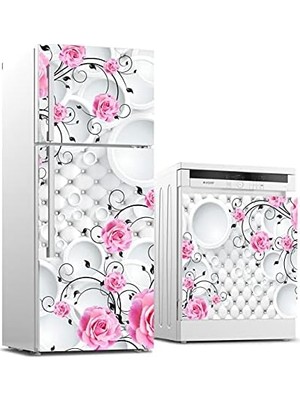 Buzdolabı ve Bulaşık Makinası Beyaz Eşya Kaplama 3D Pembe Gül