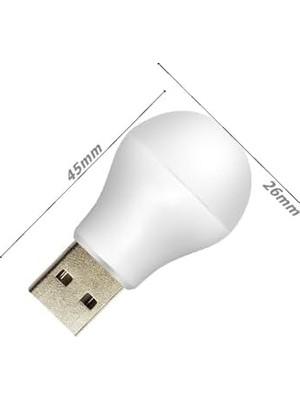 2 Adet USB LED Işık, 1W Ekonomik Tasarruflu, Gece Aydınlatma, Powerbank ile Seyyar Kullanım, USB Tip Yuvarlak Mini Boyut LED Işık Aydınlatma