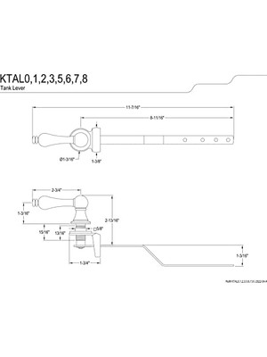 Ktal7 Victoria Tuvalet Tankı Kolu, Fırçalanmış Pirinç 11,44 x 2,75 x 2,44