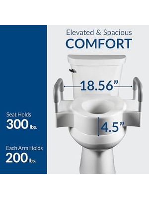 Rise 11,5 cm (4,5 Inç) Çift Kilitli ve Güvenlik Kollu Klozet Kapağı, Beyaz