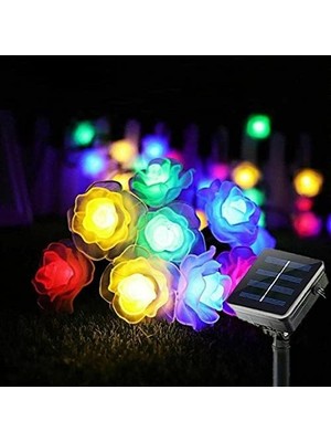 Solar 30LED Ampül 4m Ip Gül Desen Güneş Enerjili Dekorasyon Doğum Günü Düğün Karışık/çok Renkli