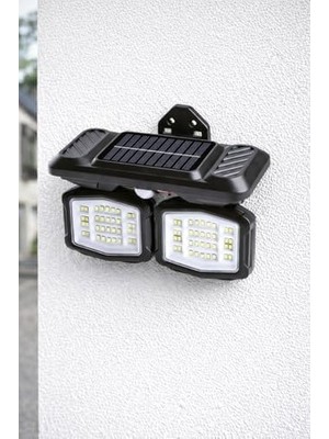 Panter Solar Hareket Sensörlü 72 Smd Beyaz LED Duvar Lambası 800 Lümen, 5W, Çift Başlıklı 120° Ayarlı, Type-C + Güneş Enerjili, 3 Modlu, IP65 Su Geçirmez Bahçe Balkon Dış Mekan Aydınlatma