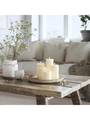 Deluxe Homeart Iç Mekan Alevsiz LED Mum - Krem - Gerçek Alevli ™ Teknoloji - Pille Çalışan Mum (5 x 20 Cm)