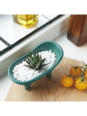 Dodococa 1 Adet 14,2 cm Renkli Seramik Mini Pençe Ayak Küvet Sabunluk Dekoratif Sabunluk Küçük Saksı Makyaj Düzenleyici Konteyner Hamster Küveti (Yeşil)