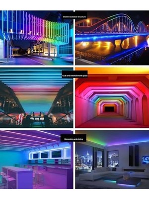 5 Metre USB Bağlantılı Rgb Neon LED - Kumandalı, Bluetooth ile Kontrol, Zamanlayıcılı Esnek Şerit Işık -