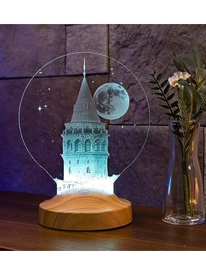 Galata Kulesi Sevgiliye Hediye, Eşe Hediye Kişiye Özel LED Lamba, Doğum Günü Hediyesi Isimli Galata Kulesi Hediyesi