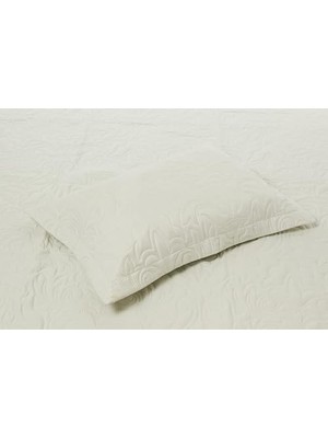 Taç Gala Kendinden DESENLI%100 Polyester Yatak Örtüsü Seti, Ekru, Tek Kişilik