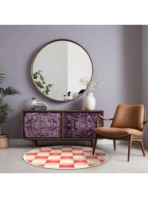 Fatan Kadife Kaymaz Pamuk Tabanlı Yıkanabilir Antibakteriyel Yuvarlak Salon Halısı 140X140