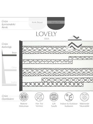 Lovely Beyaz Gri Kilim Halı Çift Taraflı Makinede Yıkanabilir Mutfak Balkon Banyo Kilim