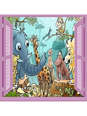 Çocuk Odası Bebek Odası Pencere Poster Duvar Kağıdı Hayvanlar