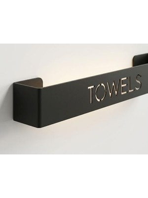 Yapışkanlı Havlu Askısı Siyah Metal Havluluk Towels Yazılı Banyo Havlu Tutucu Duvar Tipi Havluluk Dikey Yatay Kullanım Modern Havlu Askılığı