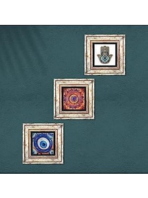 Nazar, Mandala, Fatma Ana Eli  Taş Duvar Tablosu - Çerçeveli Taş Tablo - Dekoratif Duvar Sanatı - Modern Ev ve Ofis Duvar Dekoru T3-1987