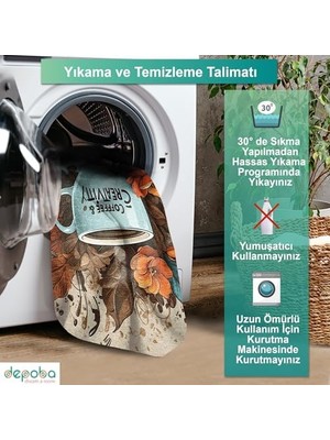 Visu Kadife Kaymaz Pamuk Tabanlı Yıkanabilir Antibakteriyel Mutfak Halısı 160X230