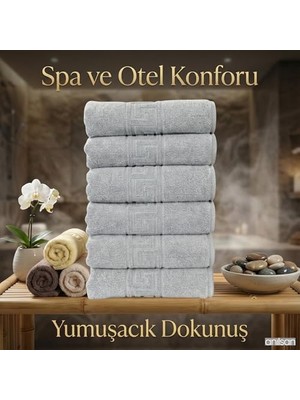 6'lı El ve Yüz Havlusu Seti (50X90 Cm) -%100 Pamuk, Yüksek Emici, Grek Desenli - Ev, Otel, Spa ve Banyo Için Lüks Havlu Seti Günlük Kullanıma Uygun