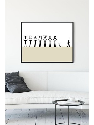 (PSTER13479) Takım Çalışması Eğlenceli Mizahi Çerçeveli Tablo (40X50CM)