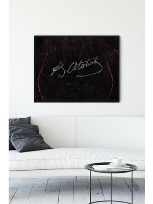 (PSTER9928) Atatürk Imza Çerçeveli Tablo (40X50CM)