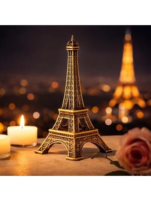 Eyfel Kulesi Biblo, Bronz Rengi, Metal, Paris Temalı Masa Dekorasyonu, Hediyelik Figür