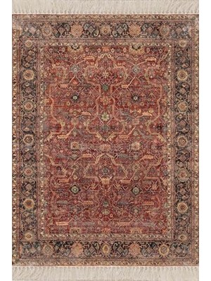 Osmanlı Motifler Desenli Etnik Dijital Baskı Yıkanabilir Kaymaz Taban Salon Halı ve Yolluk MEG531, 80 x 200