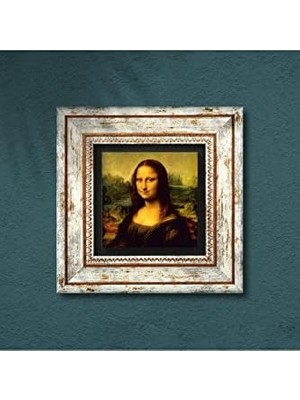 Da Vinci Mona Lisa Taş Duvar Tablosu - Çerçeveli Taş Tablo - Dekoratif Duvar Sanatı - Modern Ev ve Ofis Duvar Dekoru T1-19