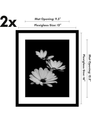13X16 Resim Çerçevesi 2 Inç Siyah Set - Mat ile 10X13 Resim Çerçevesi Veya 13X16 Mat Olmayan Çerçeve Olarak Kullanın - Yatay Veya Dikey Ekran Için Pleksiglas Kapaklı Kolaj Resim