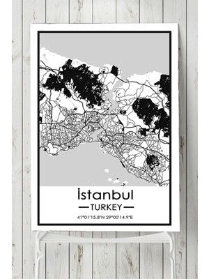 (PSTER19630) Istanbul Harita Dekoratif Tasarım Poster 90 x 130