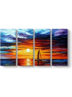 Deniz Manzarası Tablo 129 x 70-4 Parçalı