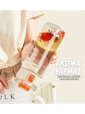 Tkk 450ML Taşıma Kulplu Kilitlenebilir Kapak Ölçü Skalalı Rahat Içim Tritan Spor Matara (Mor)