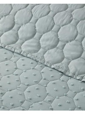 Amabile Kesmeli Tek Kişilik Yatak Örtüsü Takımı 160X220 cm Su Yeşili