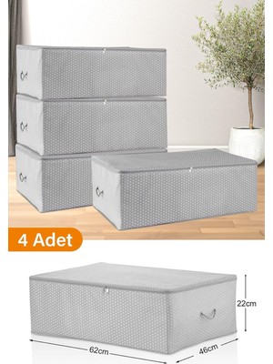 4 Adet - Büyük Boy Altı Gri Benekli Hurç 62 x 46 x 22 cm