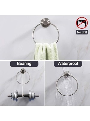 Yapışkanlı Havlu Halkası, Deliksiz Montaj, Paslanmaz Çelik Yapı, Şık ve Modern Tasarım, Mutfak ve Banyo Için Pratik Havlu Askısı