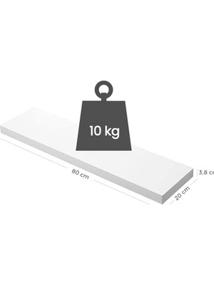 Duvar Rafı, Kitaplar, Resimler, Dekorasyon, Yüzer Raf, 80 x 20 x 3,8 Cm, Ofis Rafı, Mdf, Oturma Odası, Mutfak, Koridor, Yatak Odası, Banyo Için Duvar Panosu, Beyaz LWS28WT
