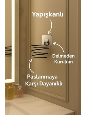 Yapışkanlı Saç Kurutmalık Siyah, Sihirli Yapışkanlı Siyah Saç Kurutma Makine Askısı S-01