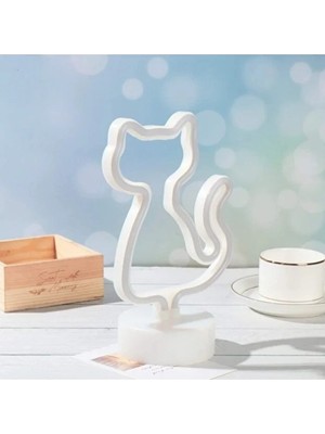Hereveoyuncak Neon Işıklı Kedi Tasarımlı Laamba