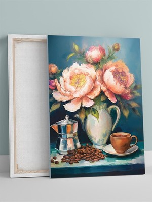 Coffee Blooms, Kahve Çiçekleri Natürmort Kanvas Tablo - Tuval Tablo