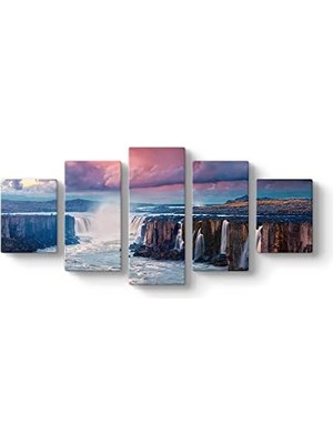 Jokulsa A Fjollum Şelalesi Tablosu 127 x 56-5 Parçalı