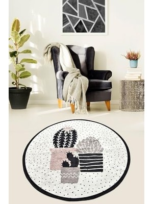 Cactus Djt Kaymaz Taban Dekoratif Halı, 100 x 100